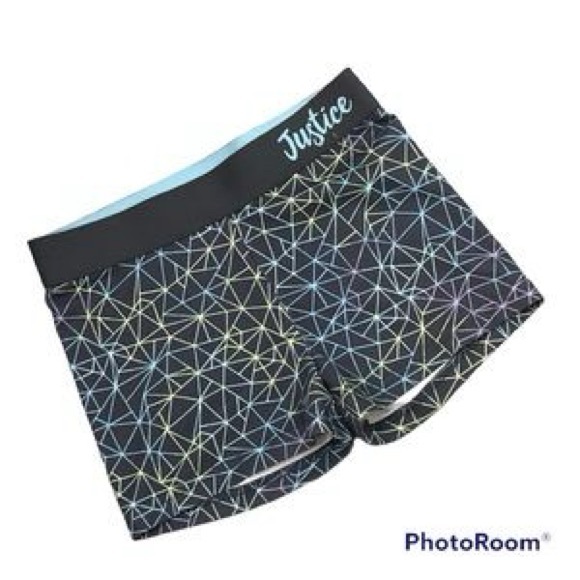 Justice Girls Gray Geometric Multicolor Pattern Shorts Size XXL 18/20 - Picture 1 of 6